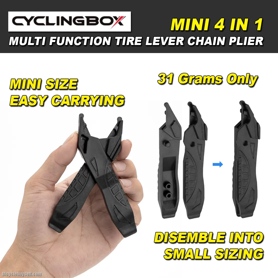 Cycling Box Mini 4 in 1 Tire Lever Chain Plier Missing Link Open Lock Tools Bicycle Road Bike
