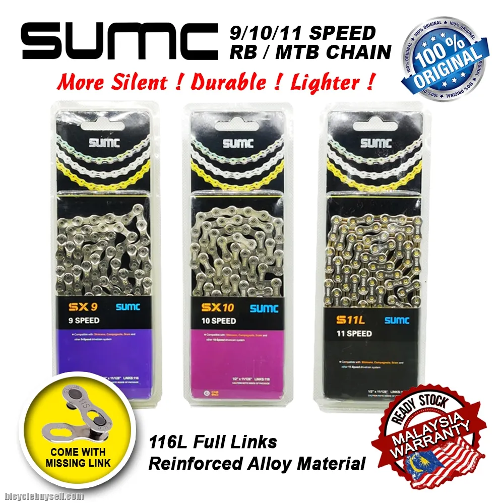 SUMC 9 10 11 Speed Bicycle Chain 116L Silent Durable Light Weight Road Bike MTB Hollow Chains
