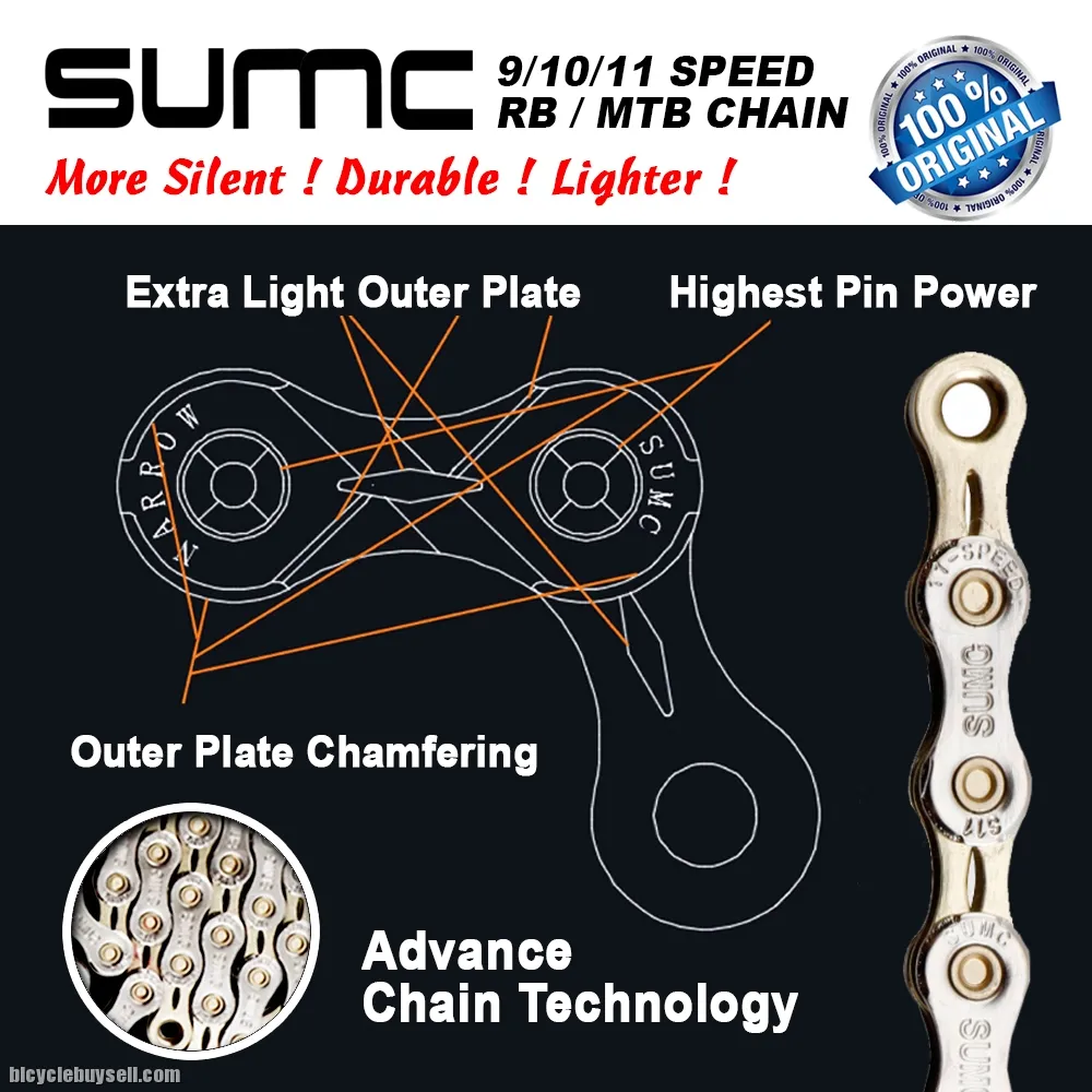SUMC 9 10 11 Speed Bicycle Chain 116L Silent Durable Light Weight Road Bike MTB Hollow Chains