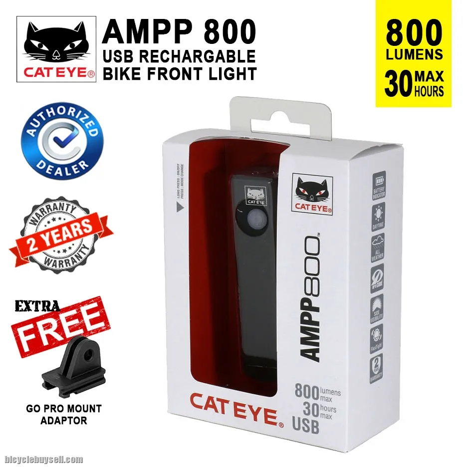Cateye AMPP 800 Lumens Bicycle Power Front Light USB Rechargable Smart Low Cost Waterproof Headlight