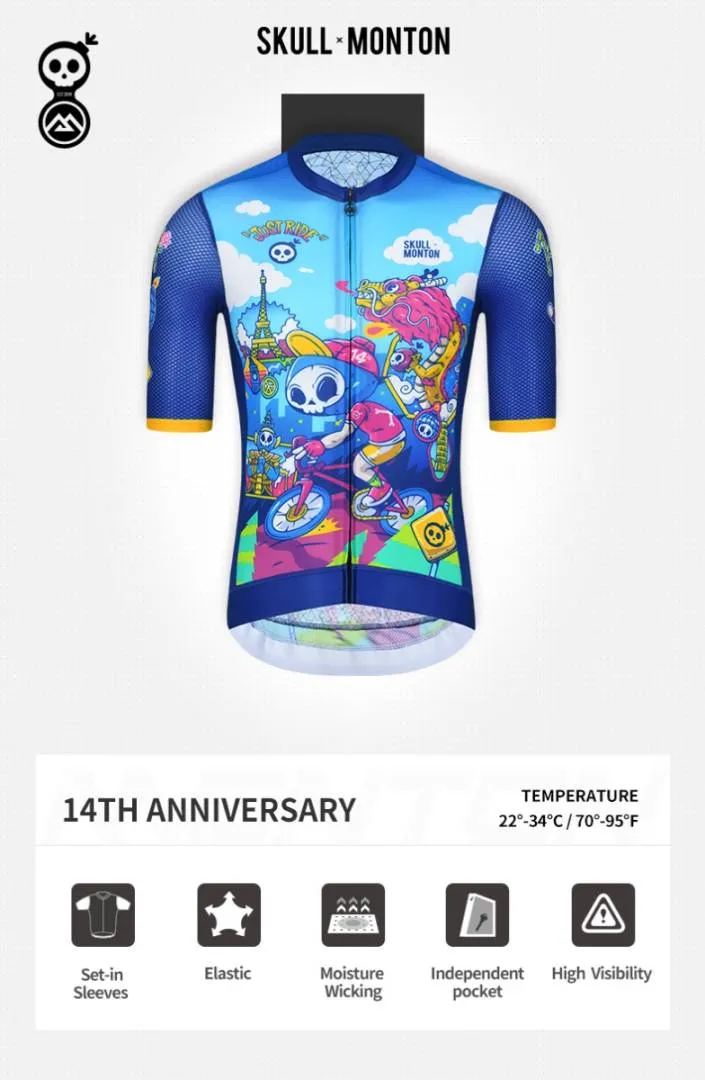 SKULL MONTON MENS CYCLING SHORT SLEEVE JERSEY 14TH ANNIVERSARY