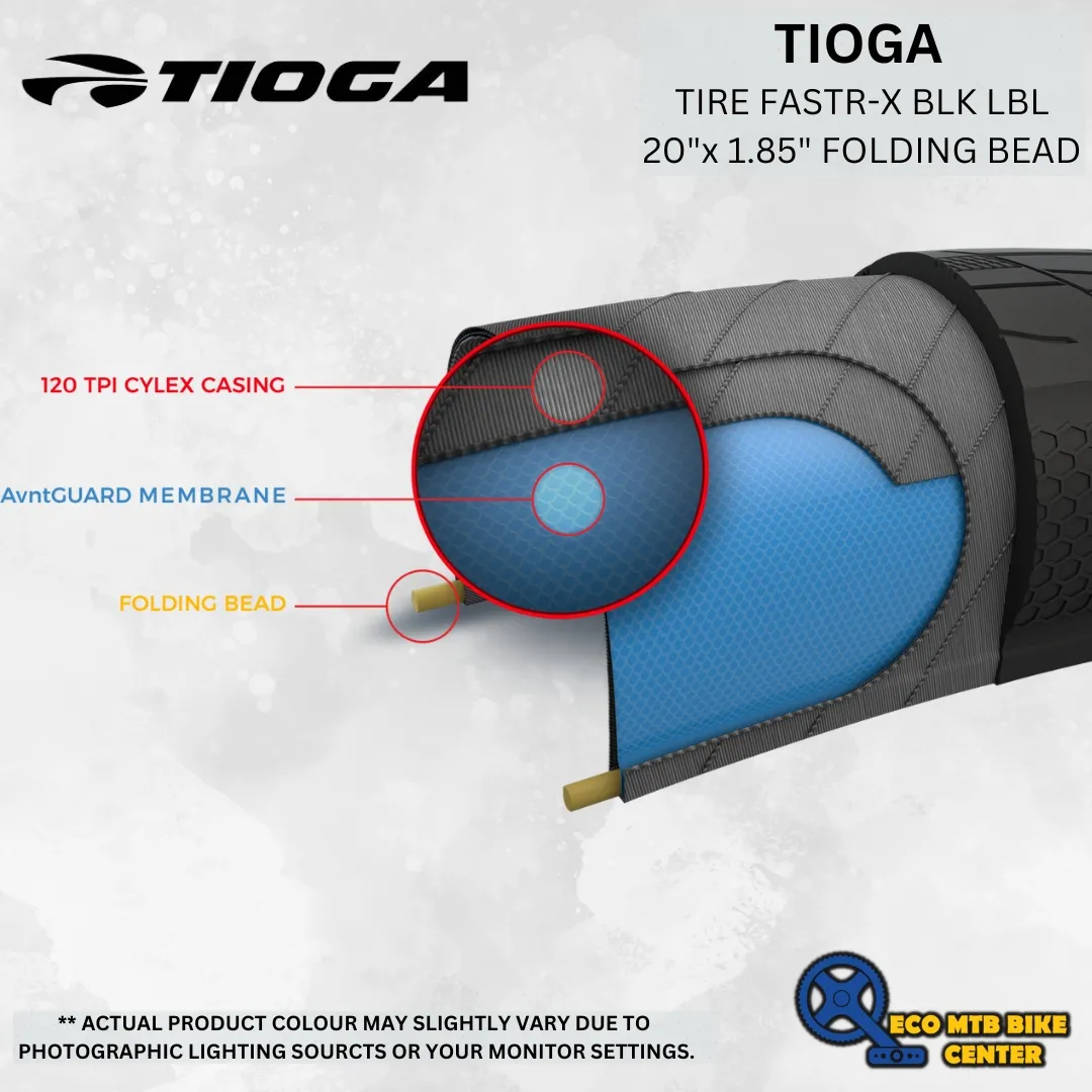 TIOGA TIRE FASTR-X BLK LBL 20"x 1.85" FOLDING BEAD