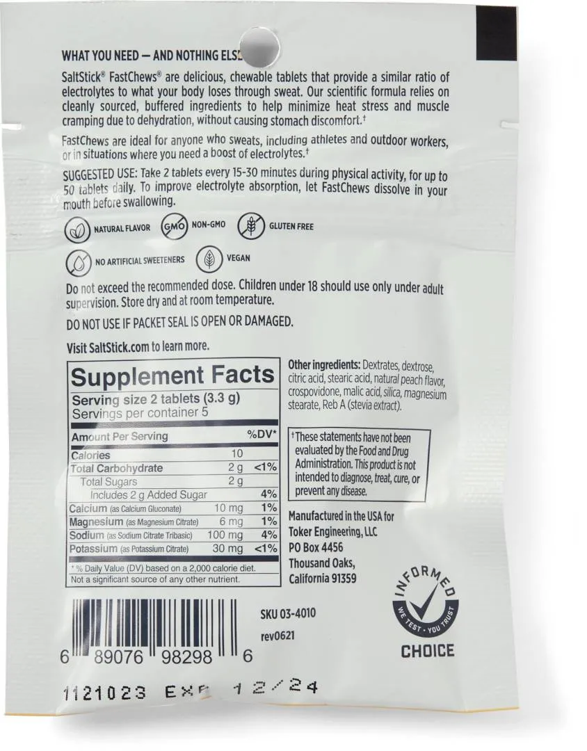 (Ready Stock)SaltStick Fastchews Chewable Electrolyte 10Tablets/1Packet