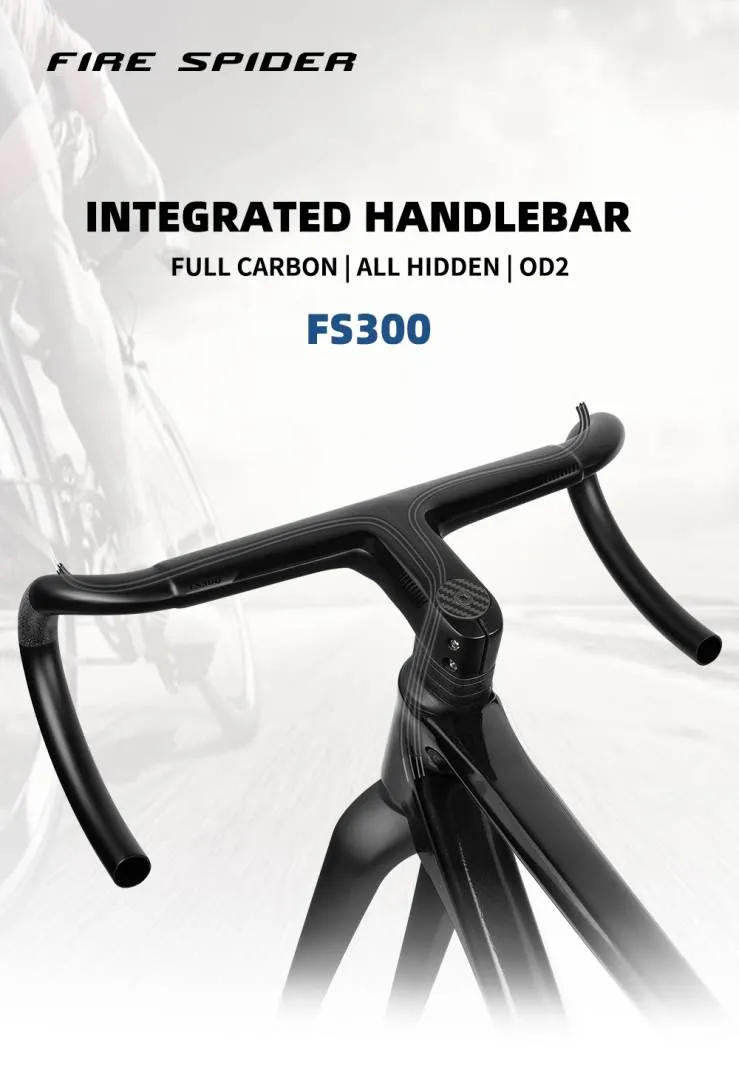 FS300 Carbon Handle Bar Di2 Matte Black Compatible with 31.8mm OD2 Fully Internal Routing 28.6 road