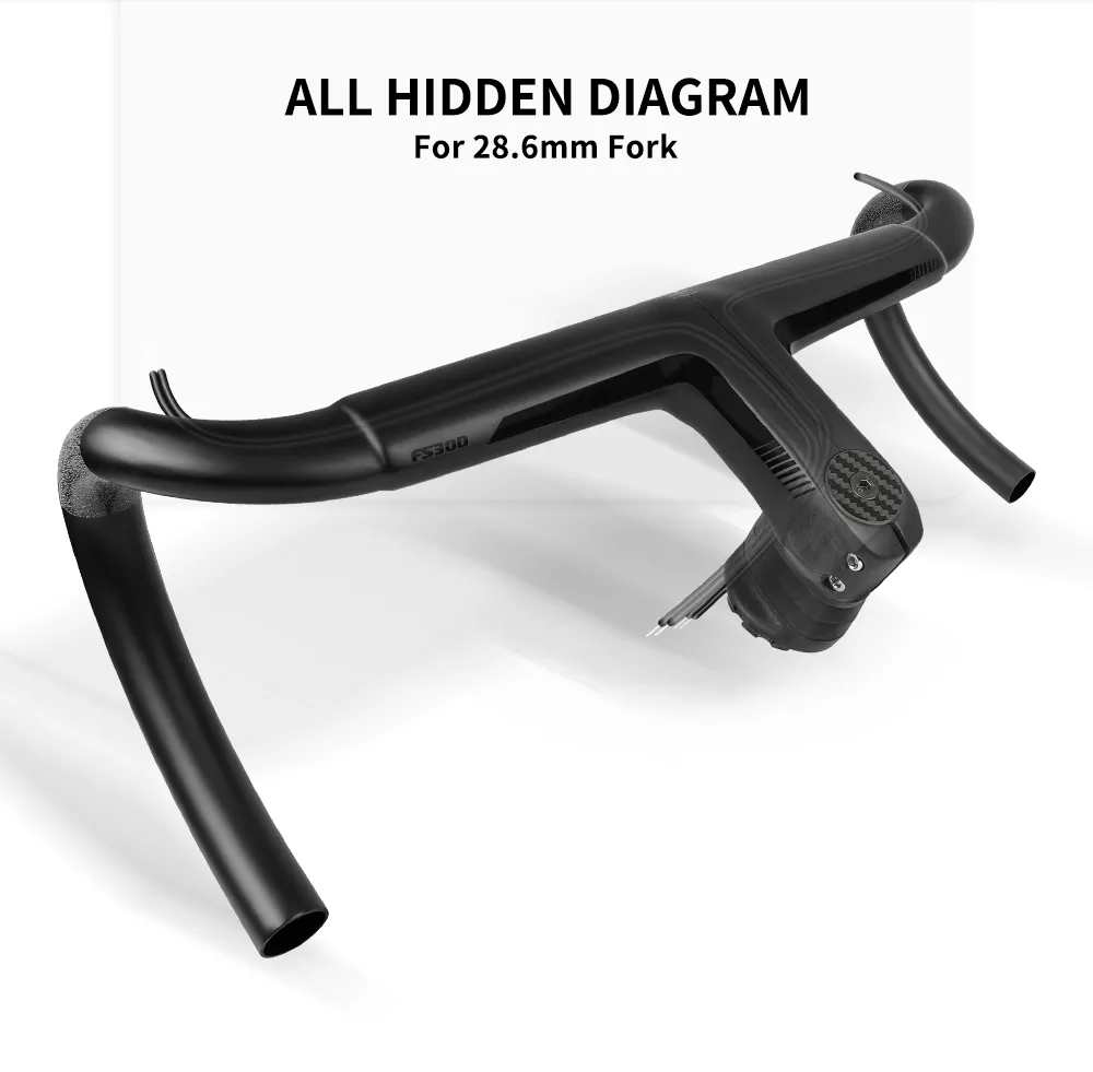 FS300 Carbon Handle Bar Di2 Matte Black Compatible with 31.8mm OD2 Fully Internal Routing 28.6 road