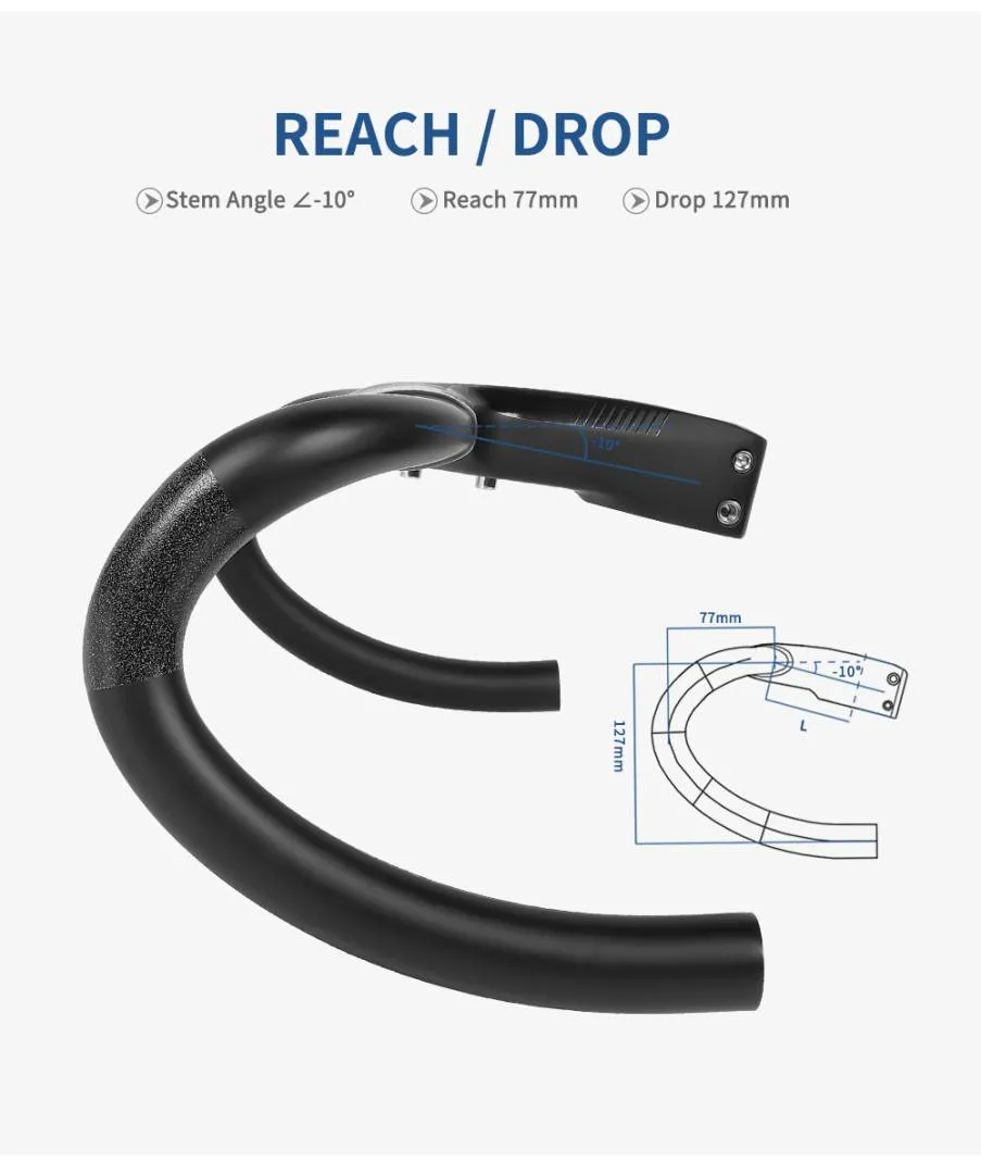 FS300 Carbon Handle Bar Di2 Matte Black Compatible with 31.8mm OD2 Fully Internal Routing 28.6 road