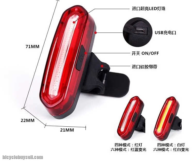 Cycling MTB RB Rear Light 2 &amp; 3 Colours Red Blue Pink USB rechargeble