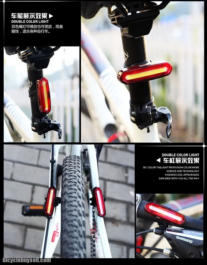 Cycling MTB RB Rear Light 2 &amp; 3 Colours Red Blue Pink USB rechargeble