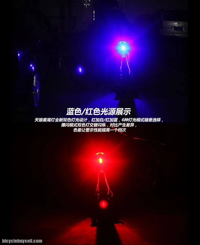 Cycling MTB RB Rear Light 2 &amp; 3 Colours Red Blue Pink USB rechargeble