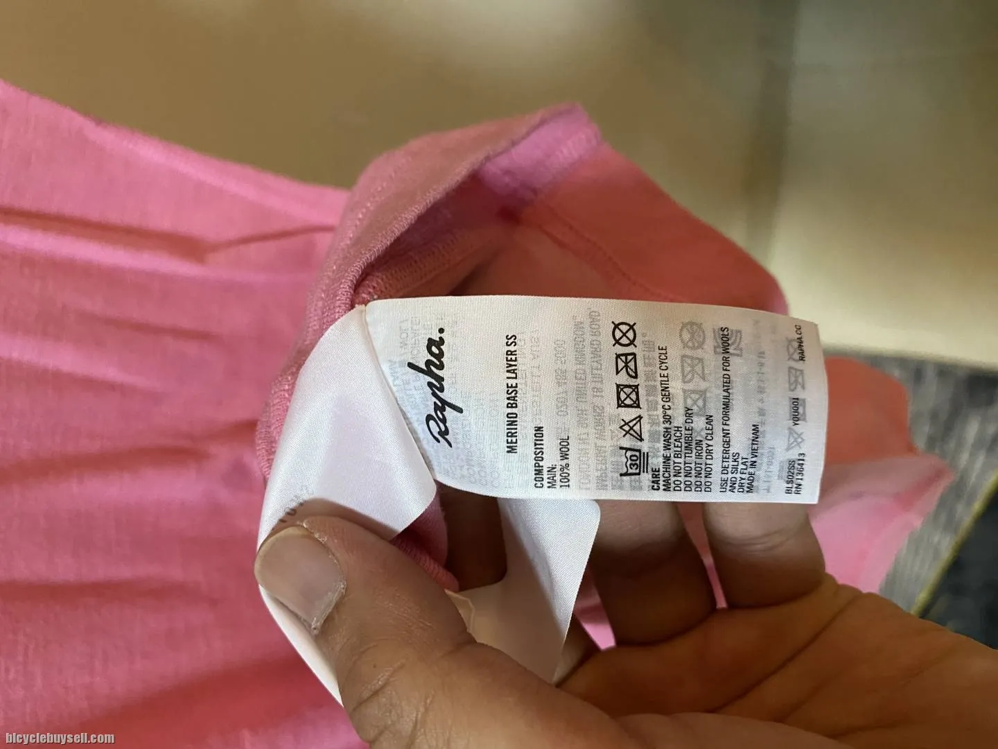 Original Rapha Merino Base Layer Short Sleeves Pink Color Size Medium