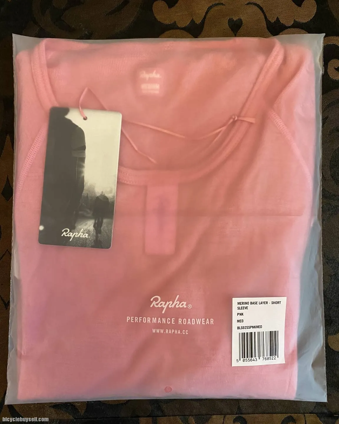 Original Rapha Merino Base Layer Short Sleeves Pink Color Size Medium