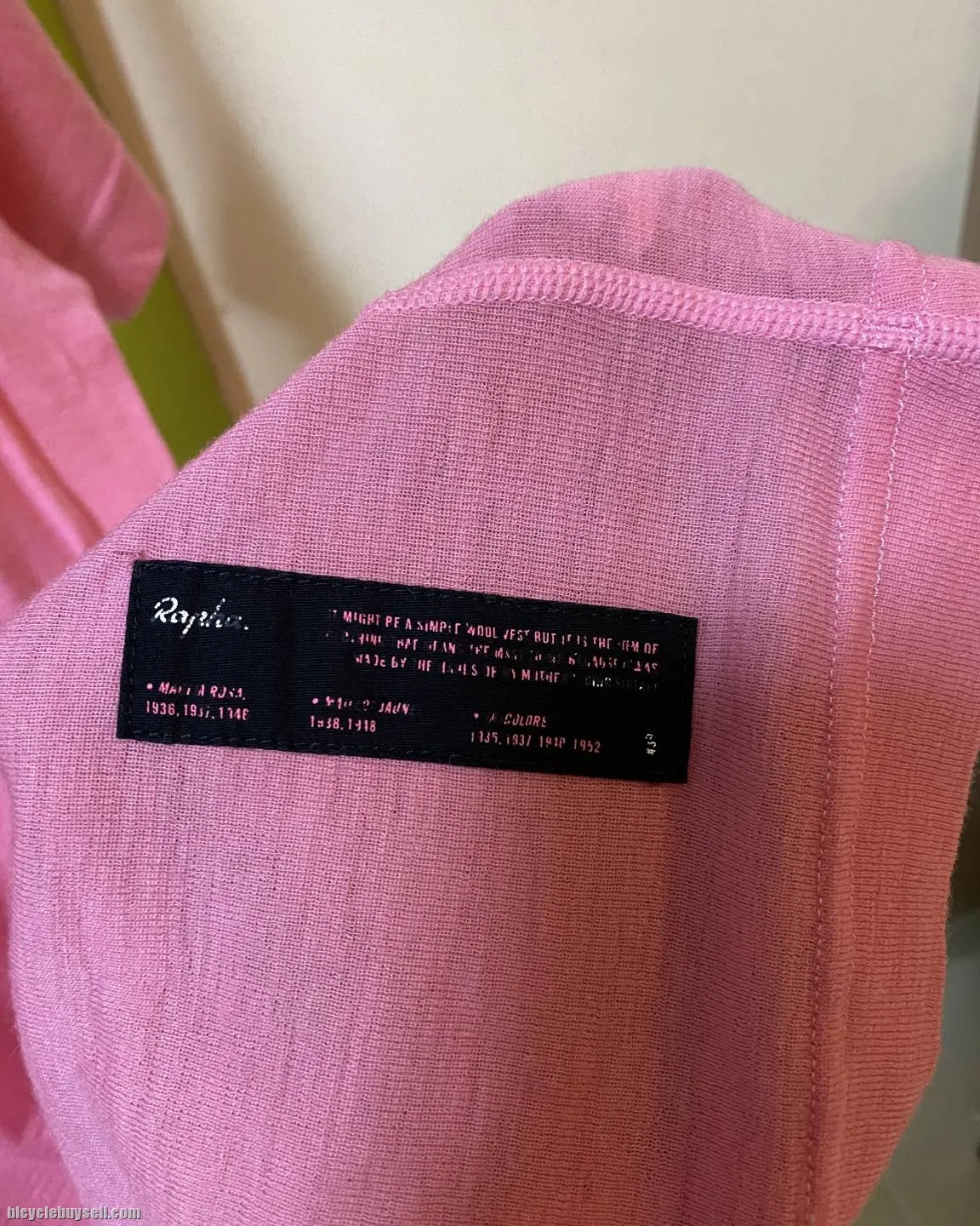 Original Rapha Merino Base Layer Short Sleeves Pink Color Size Medium