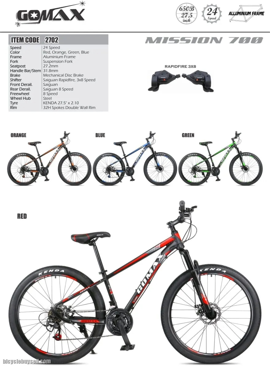 27.5" Gomax Mission 700 MTB (Disc Brake 24 Speed)