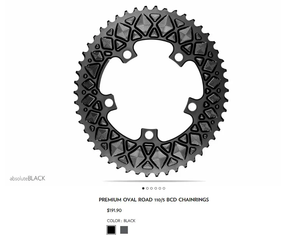 ABSOLUTE BLACK PREMIUM OVAL ROAD 110/5 BCD CHAINRINGS (52/36)