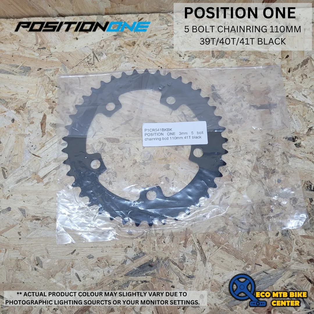 POSITION ONE 5 BOLT CHAINRING 110MM 39T/40T/41T BLACK