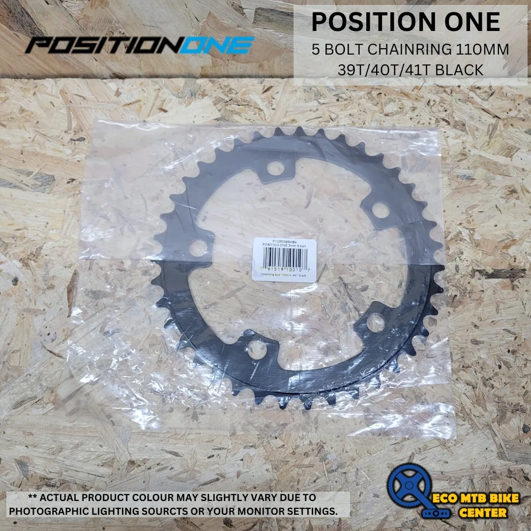 POSITION ONE 5 BOLT CHAINRING 110MM 39T/40T/41T BLACK