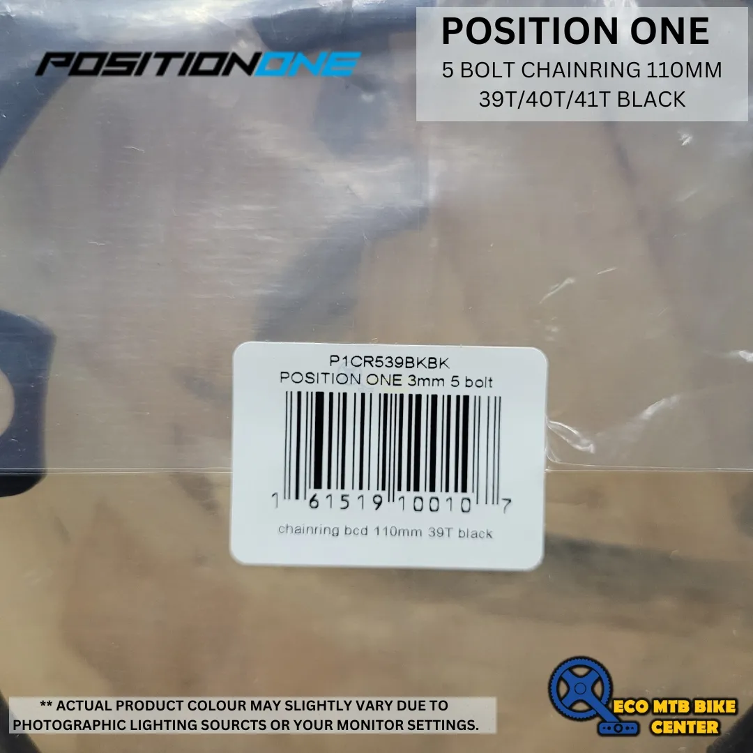 POSITION ONE 5 BOLT CHAINRING 110MM 39T/40T/41T BLACK