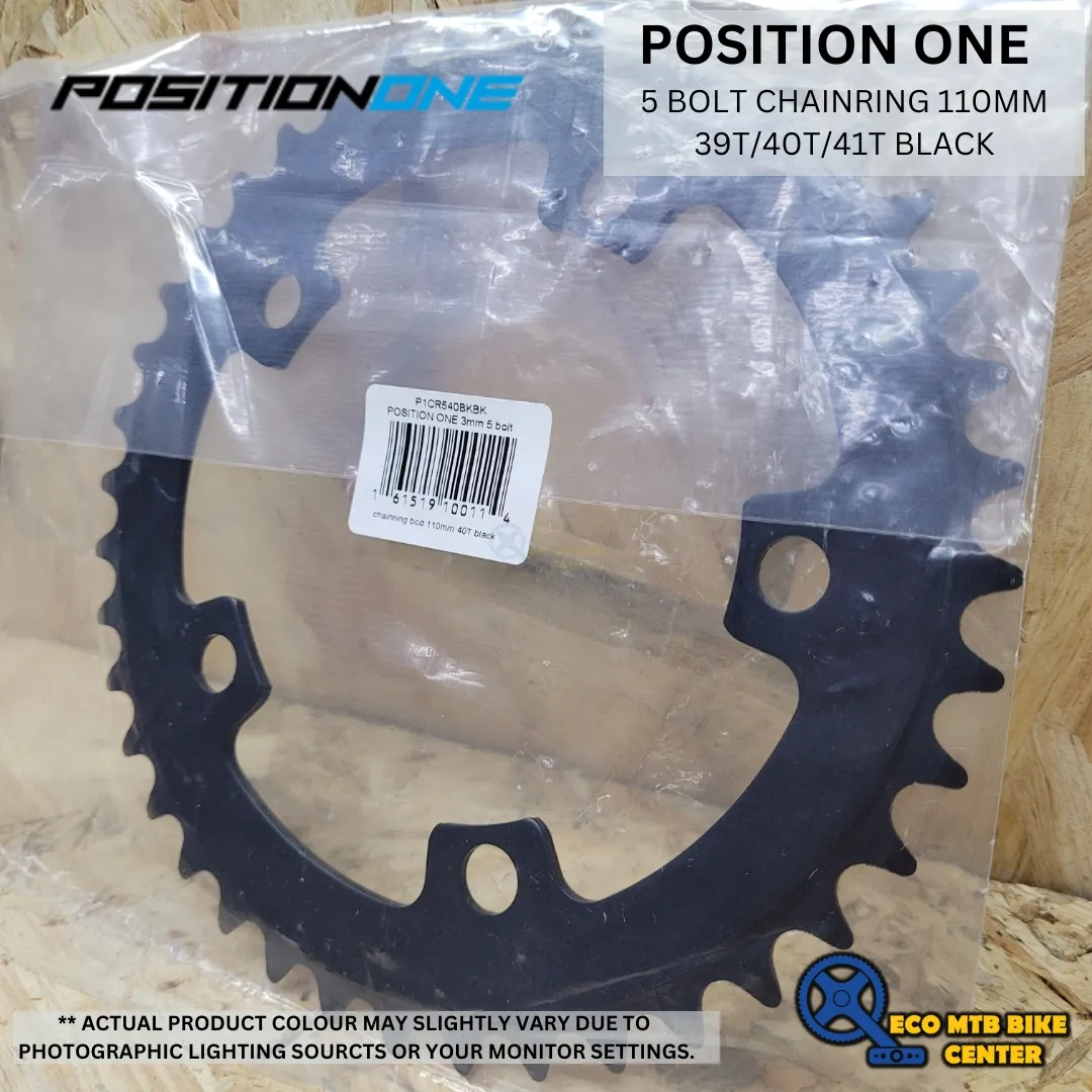 POSITION ONE 5 BOLT CHAINRING 110MM 39T/40T/41T BLACK