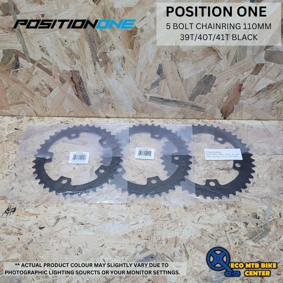 POSITION ONE 5 BOLT CHAINRING 110MM 39T/40T/41T BLACK