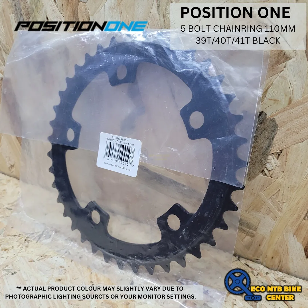 POSITION ONE 5 BOLT CHAINRING 110MM 39T/40T/41T BLACK