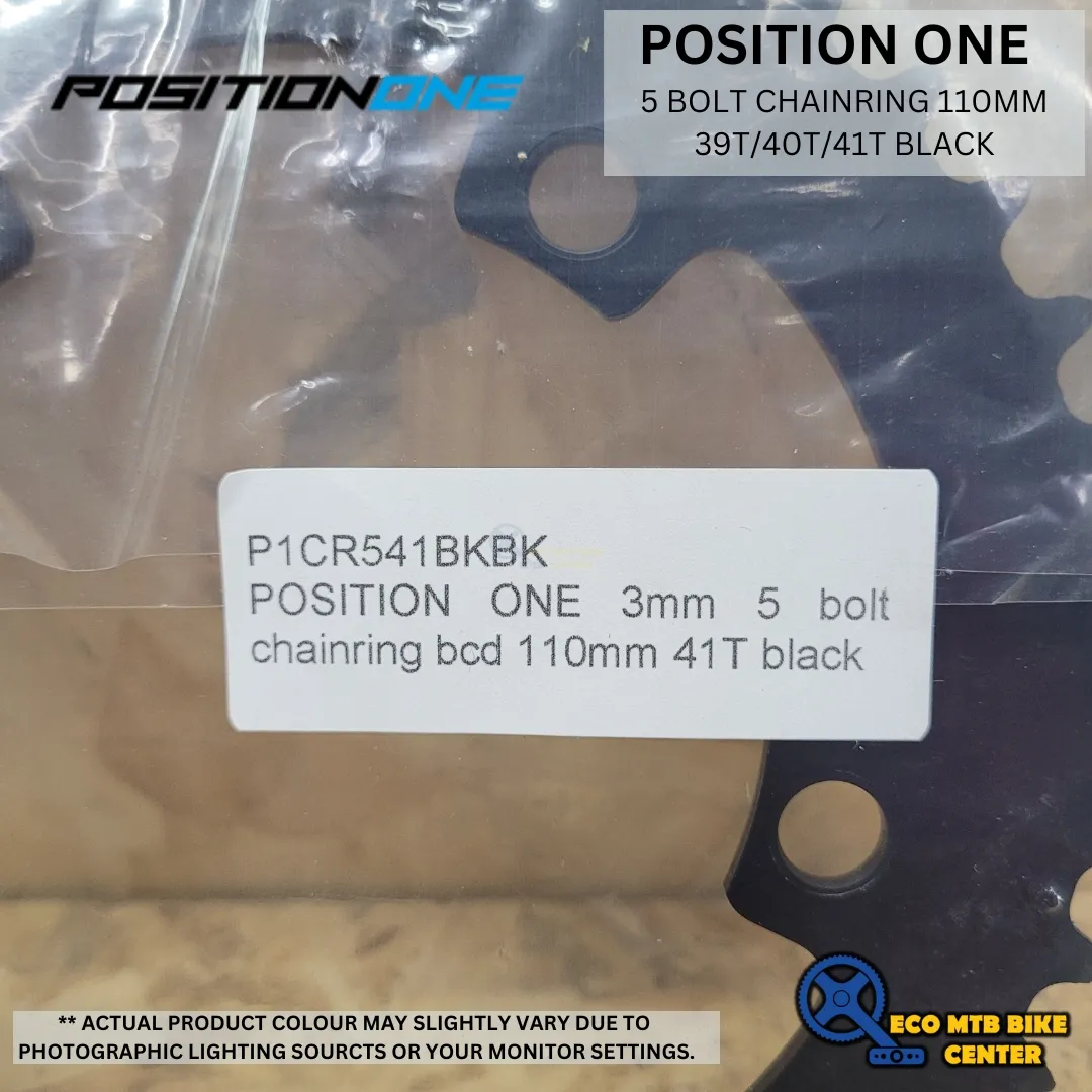 POSITION ONE 5 BOLT CHAINRING 110MM 39T/40T/41T BLACK