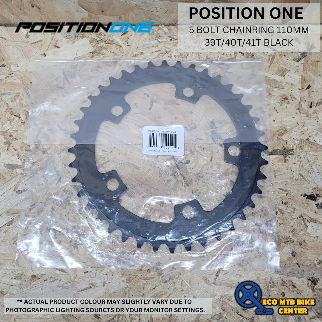 POSITION ONE 5 BOLT CHAINRING 110MM 39T/40T/41T BLACK
