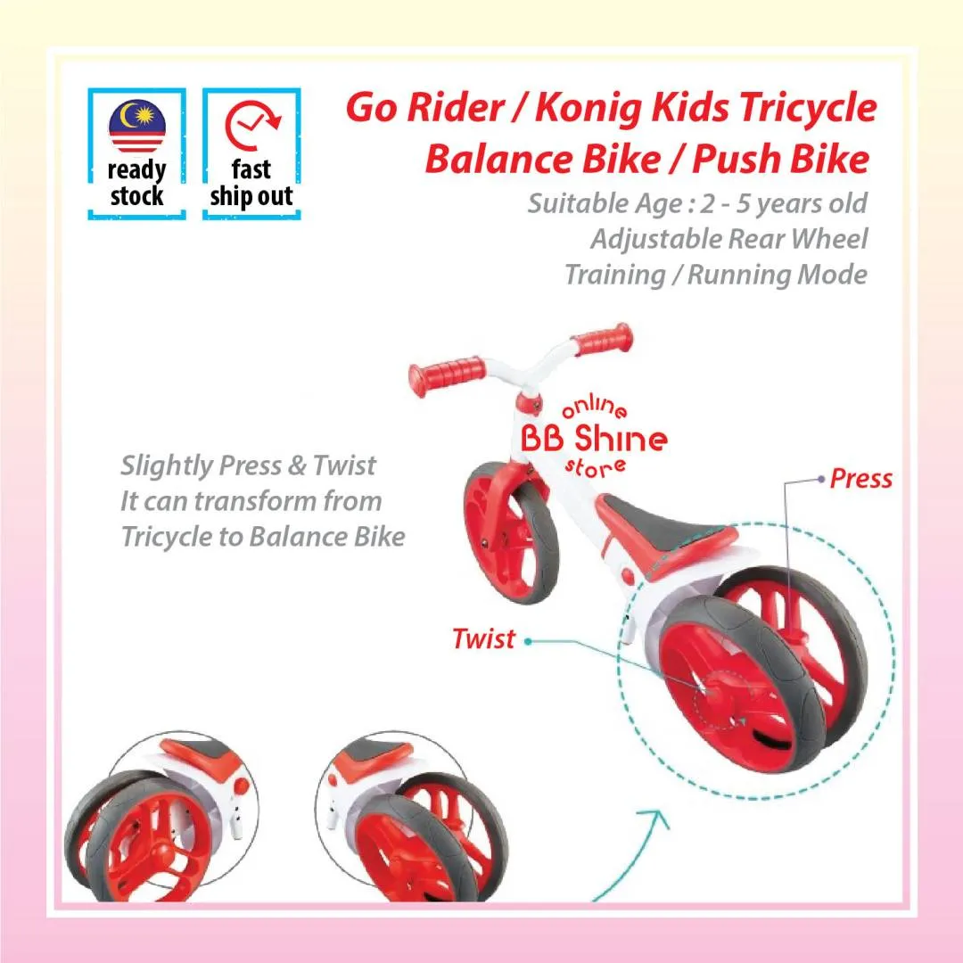 Konig Kids Go Rider 2 in 1 Balance Bike N Tricycle