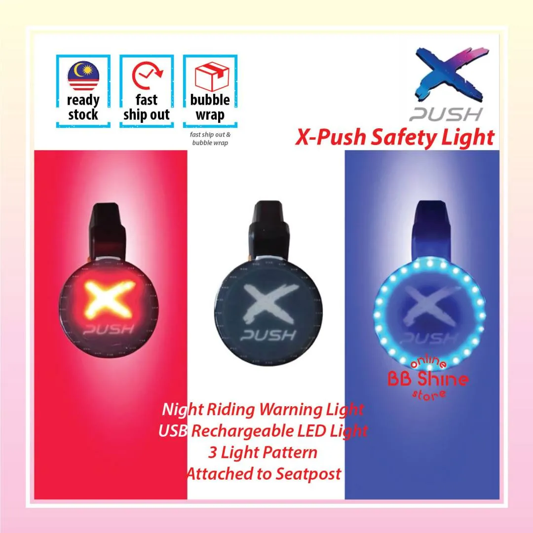 X-Push Bicycle Push Bike Seat Post Warning Light Night Cycling Light Push Bike
