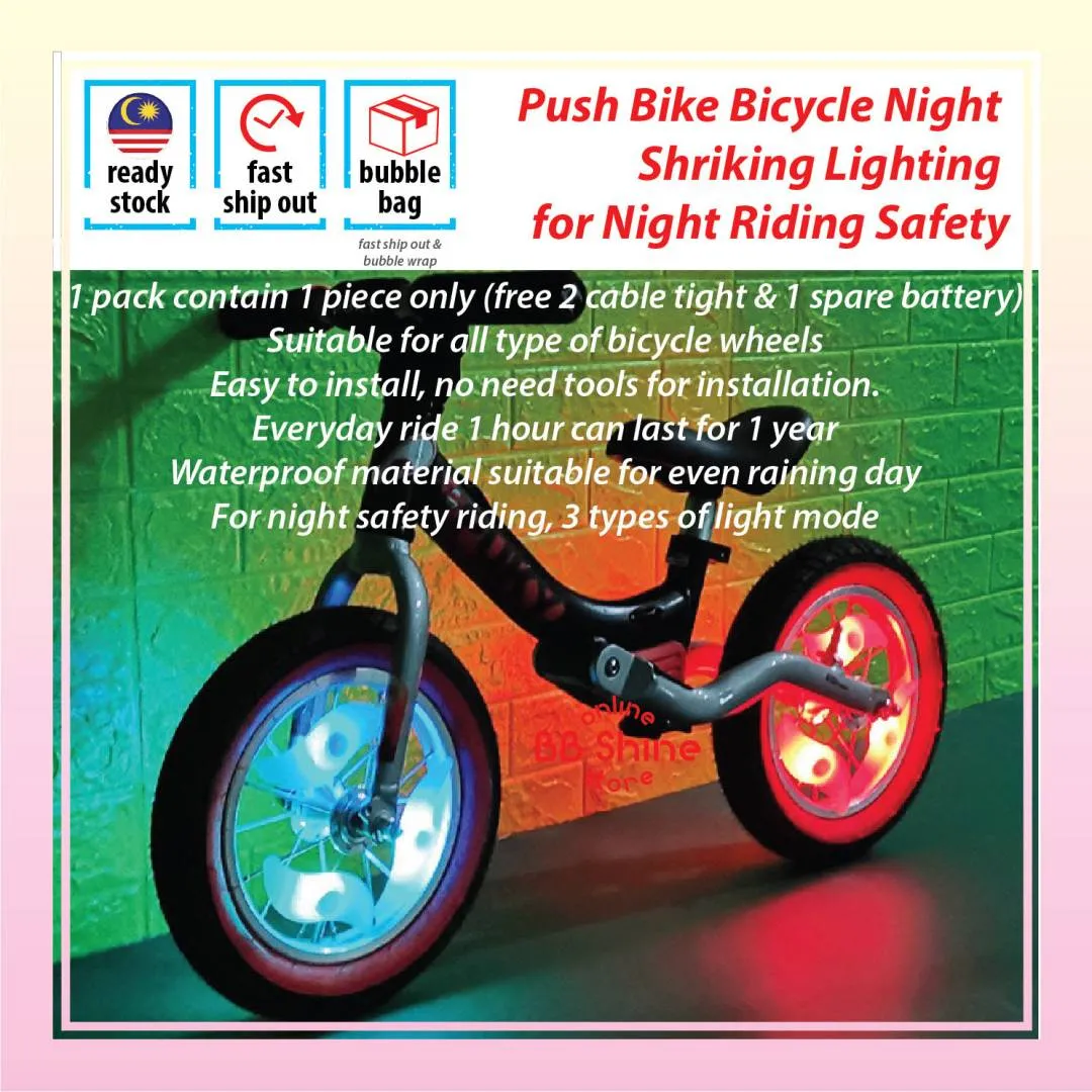 Push Bike Bicycle Night Riding Longer Shining Lighting Deco for Night Safety Ride
