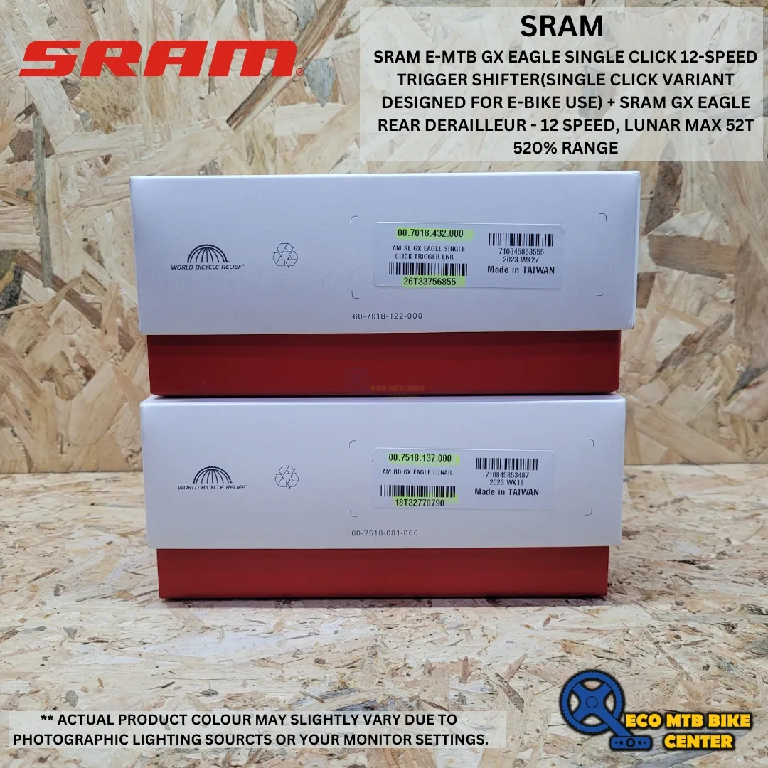 SRAM E-MTB GX EAGLE SINGLE CLICK 12-SPEED TRIGGER SHIFTER + SRAM GX EAGLE 12SPD RD LUNAR MAX 52T