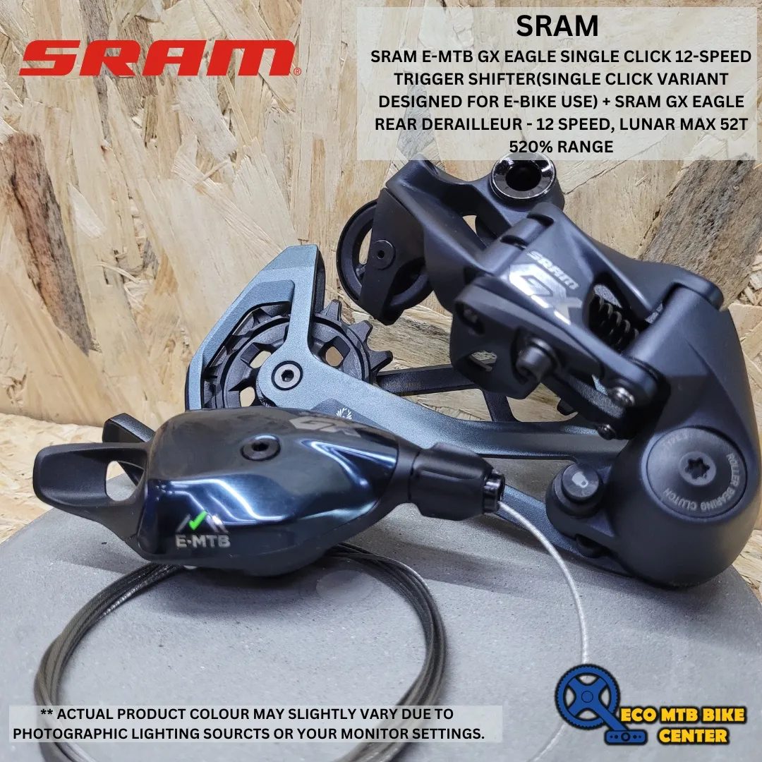 SRAM E-MTB GX EAGLE SINGLE CLICK 12-SPEED TRIGGER SHIFTER + SRAM GX EAGLE 12SPD RD LUNAR MAX 52T