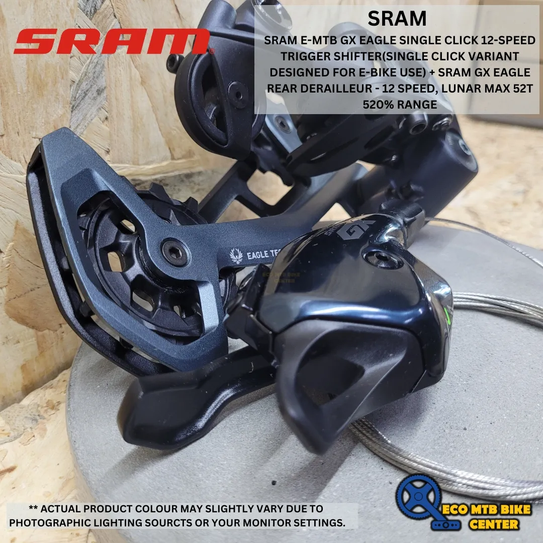 SRAM E-MTB GX EAGLE SINGLE CLICK 12-SPEED TRIGGER SHIFTER + SRAM GX EAGLE 12SPD RD LUNAR MAX 52T