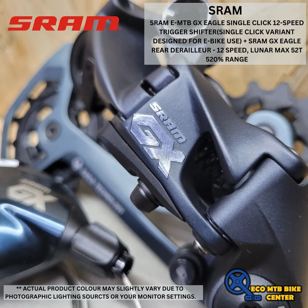 SRAM E-MTB GX EAGLE SINGLE CLICK 12-SPEED TRIGGER SHIFTER + SRAM GX EAGLE 12SPD RD LUNAR MAX 52T