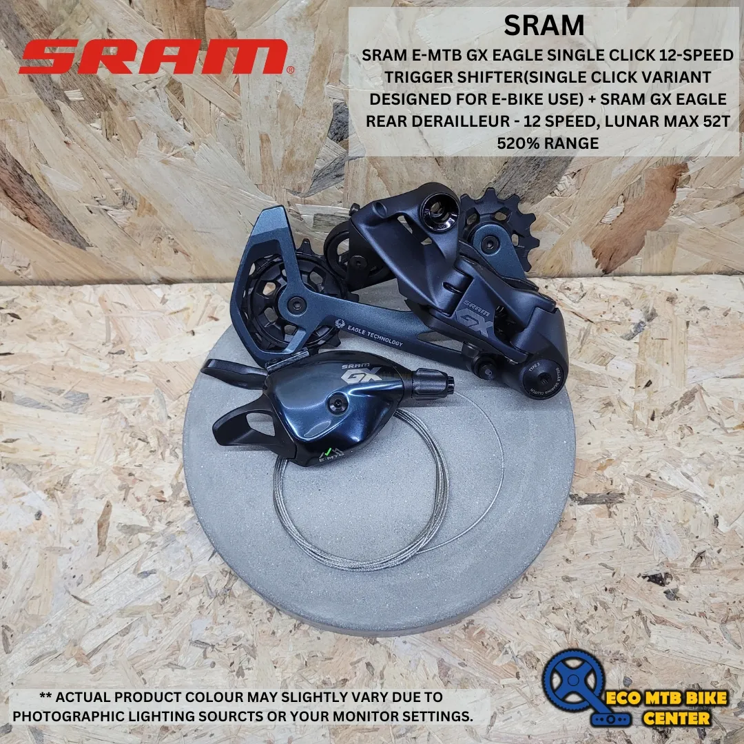 SRAM E-MTB GX EAGLE SINGLE CLICK 12-SPEED TRIGGER SHIFTER + SRAM GX EAGLE 12SPD RD LUNAR MAX 52T