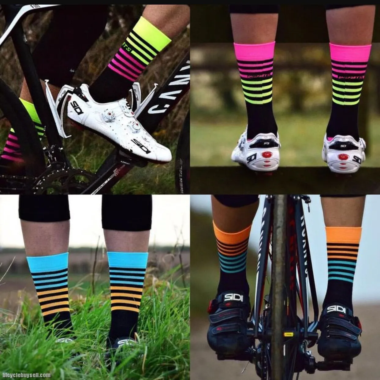 Colorful Double Strip DH Sports Cycling Socks