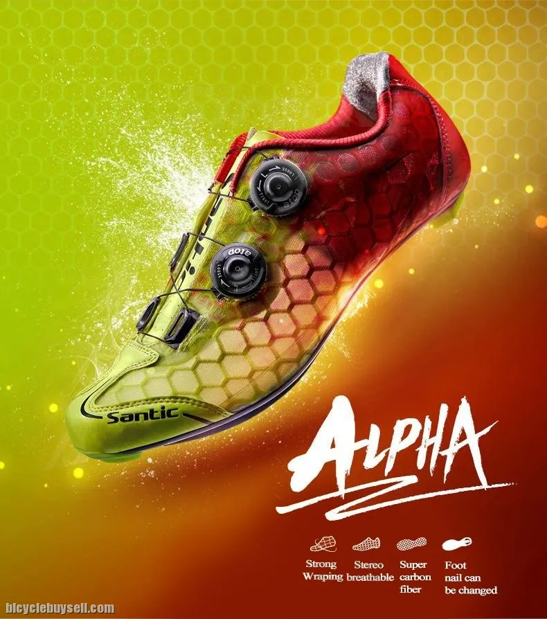 NEW YEAR SALE- SANTIC Alpha 1.0 Men Carbon Road Cycling Shoes - READY STOCK(Yellow)