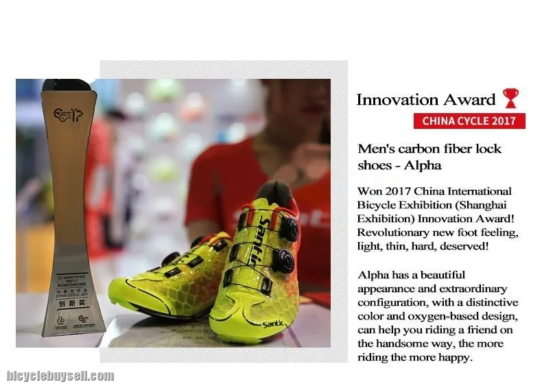NEW YEAR SALE- SANTIC Alpha 1.0 Men Carbon Road Cycling Shoes - READY STOCK(Yellow)