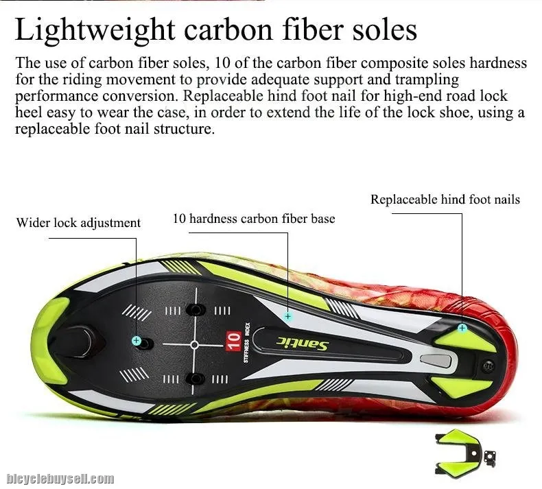 NEW YEAR SALE- SANTIC Alpha 1.0 Men Carbon Road Cycling Shoes - READY STOCK(Yellow)