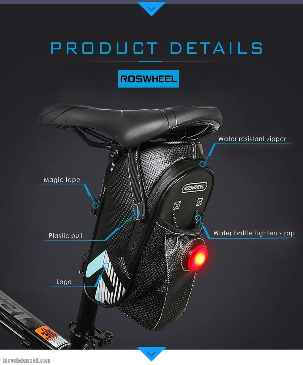 ROSWHEEL Waterproof SADDLE BAG With Tail Light (2 Colors)