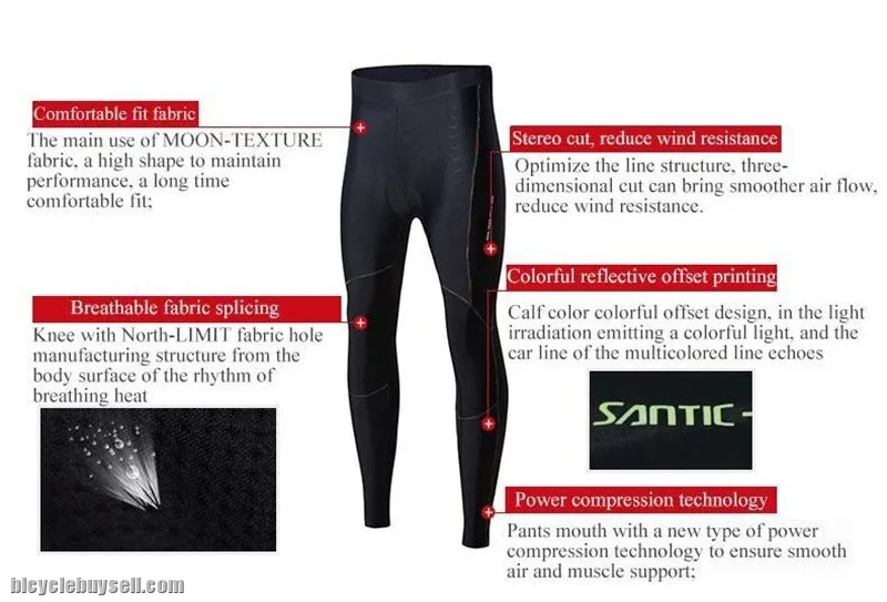 Santic Coral Women's Cycling Pants Anti-UV Trouser Full Length Tight 4D Padded