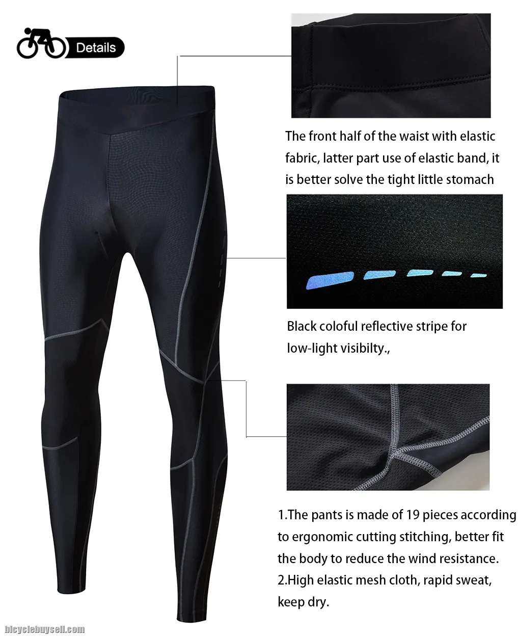 Santic Gree Men's Cycling Pants Breathable Full Length 4D Padded Long Trousers