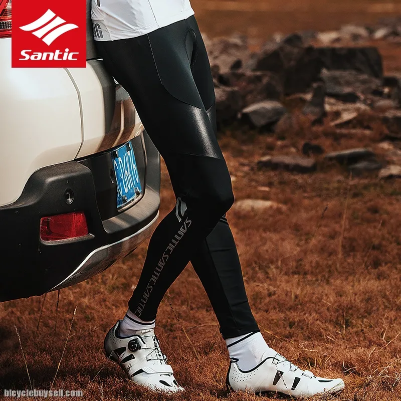 Santic FY Men's Cycling Pants  Pro Fit Breathable Full Length 4D Padded Long Trousers