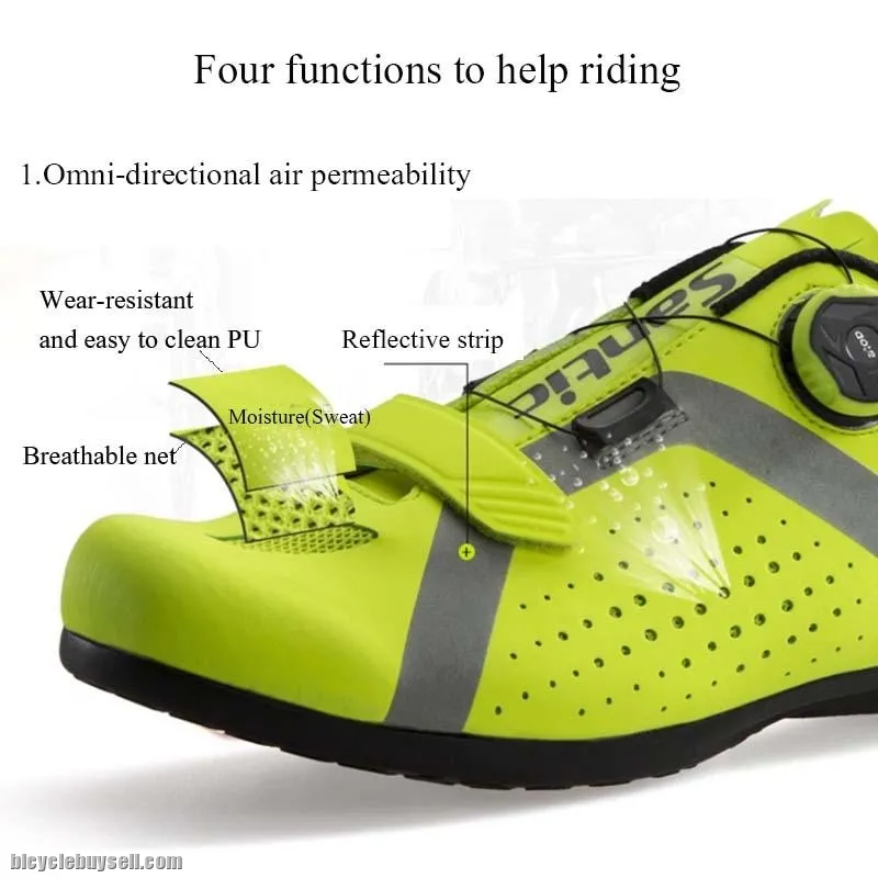 NEW YEAR SALE- SANTIC Apollo Men Professional Non-Clip Cycling Shoes(Fluorescent Green)