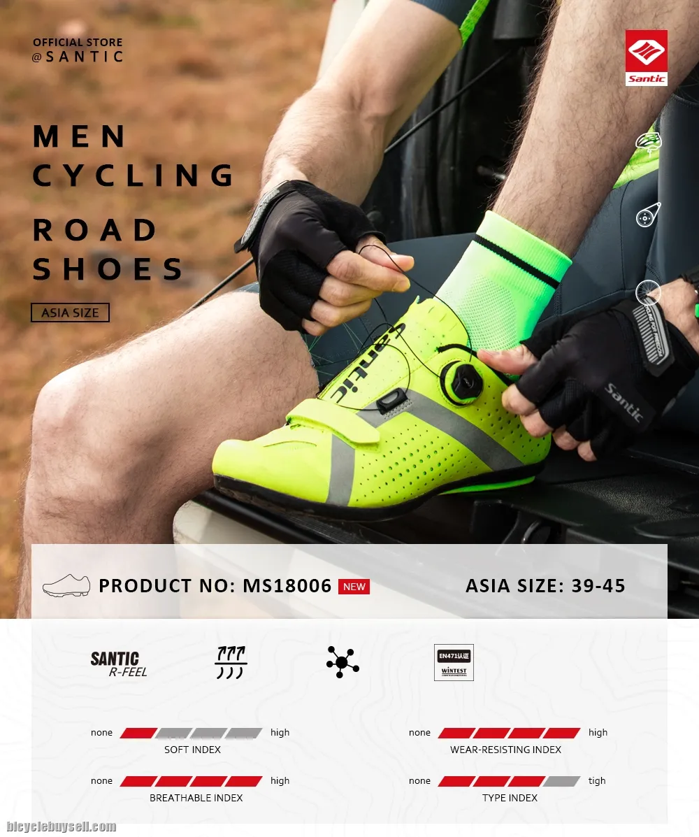NEW YEAR SALE- SANTIC Apollo Men Professional Non-Clip Cycling Shoes(Fluorescent Green)