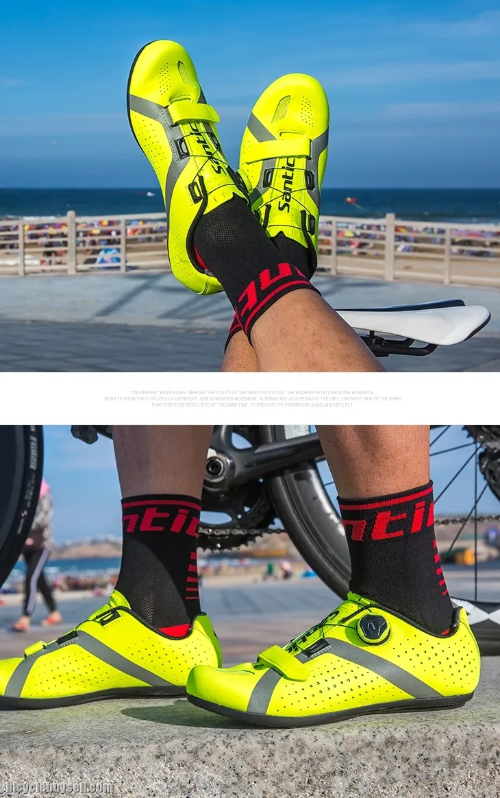 NEW YEAR SALE- SANTIC Apollo Men Professional Non-Clip Cycling Shoes(Fluorescent Green)