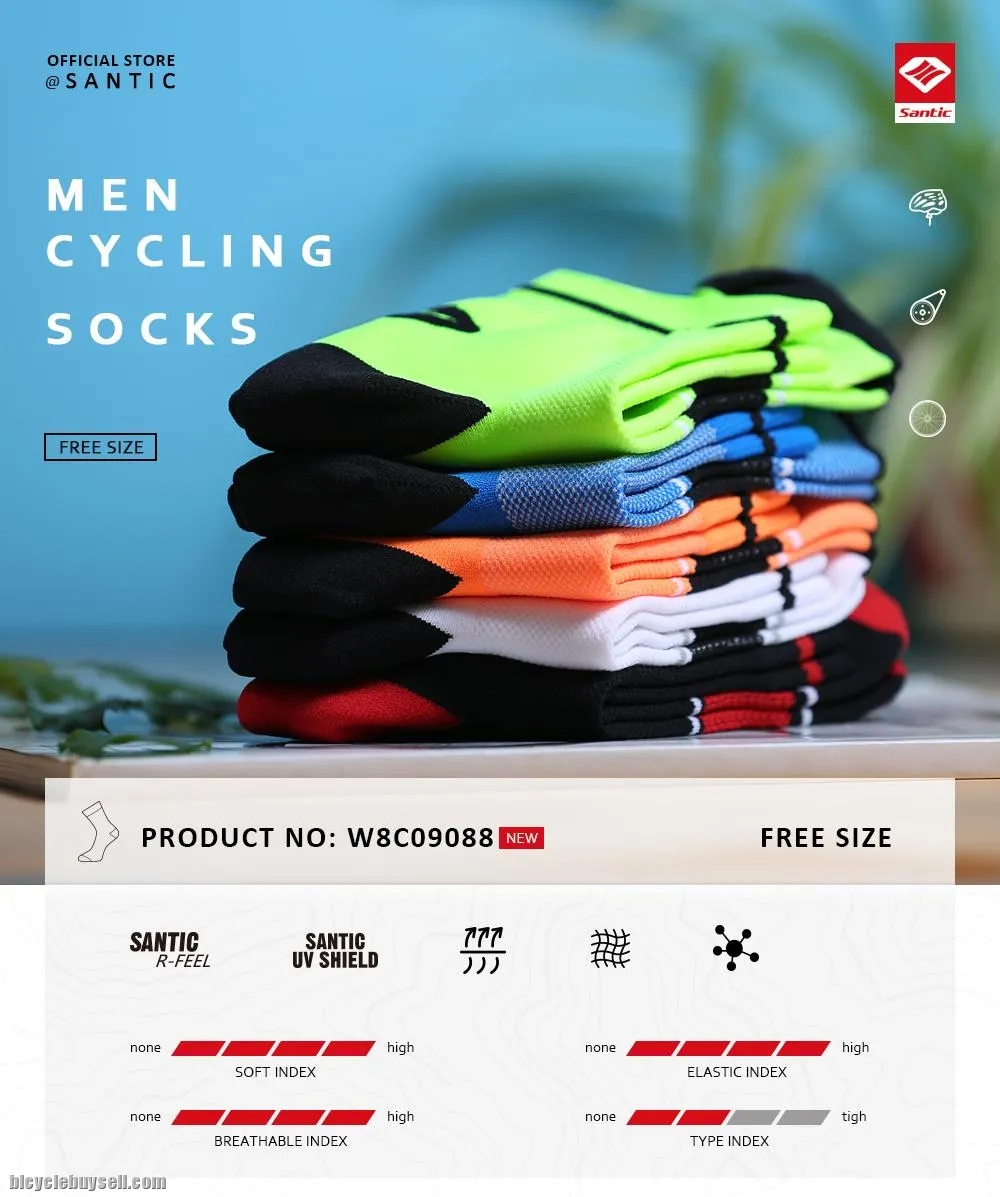 New Design SANTIC Cycling Breathable Socks Sport Racing Running Socks