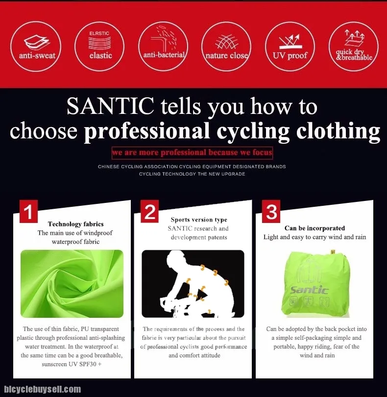 Santic Raincoat Windproof Sun Protection Waterproof Cycling Jacket