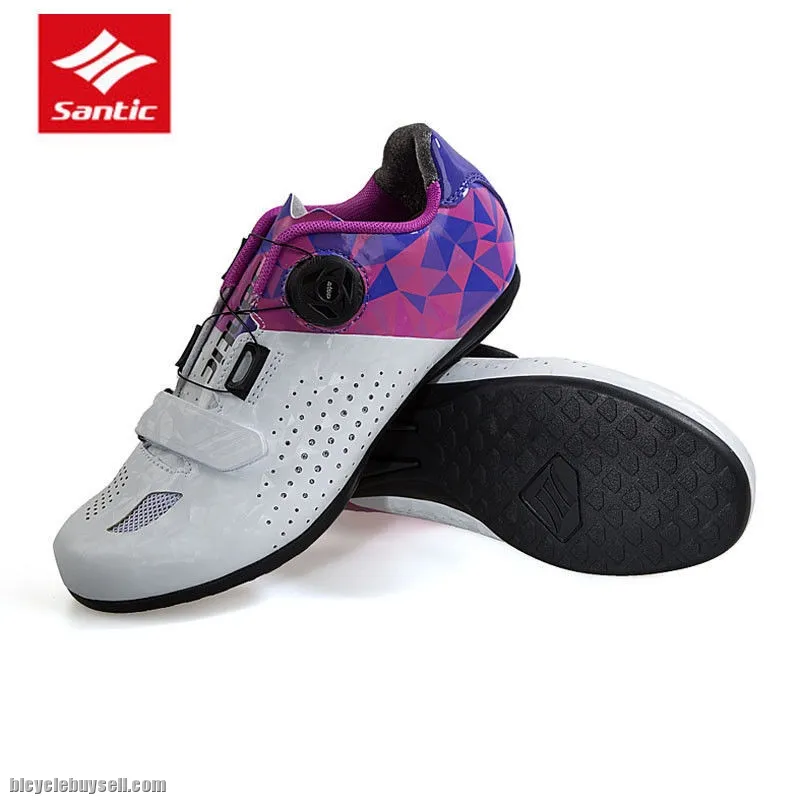 NEW YEAR SALE- SANTIC Athena Women Professional Non-Clip Cycling Shoes(White Purple)