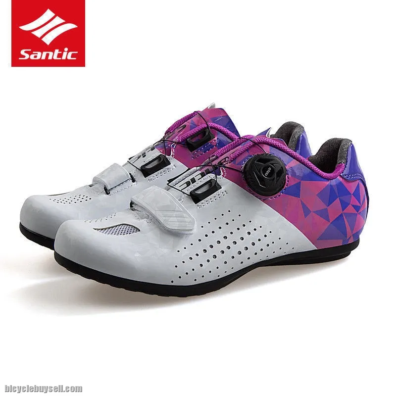 NEW YEAR SALE- SANTIC Athena Women Professional Non-Clip Cycling Shoes(White Purple)
