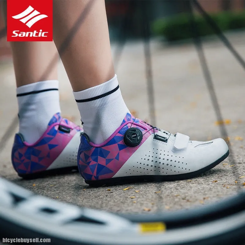 NEW YEAR SALE- SANTIC Athena Women Professional Non-Clip Cycling Shoes(White Purple)